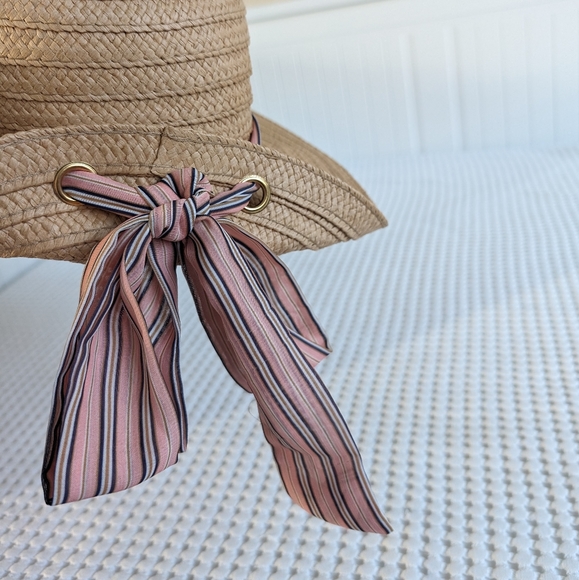 Laundry By Design Bow Straw Hat Wide Brim Summer Beach Sun Hat - Picture 2 of 7